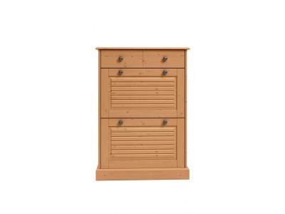 Sapateira em cera natural com toque acetinado de madeira com duas portas basculantes e uma gaveta / Coleção Mille
